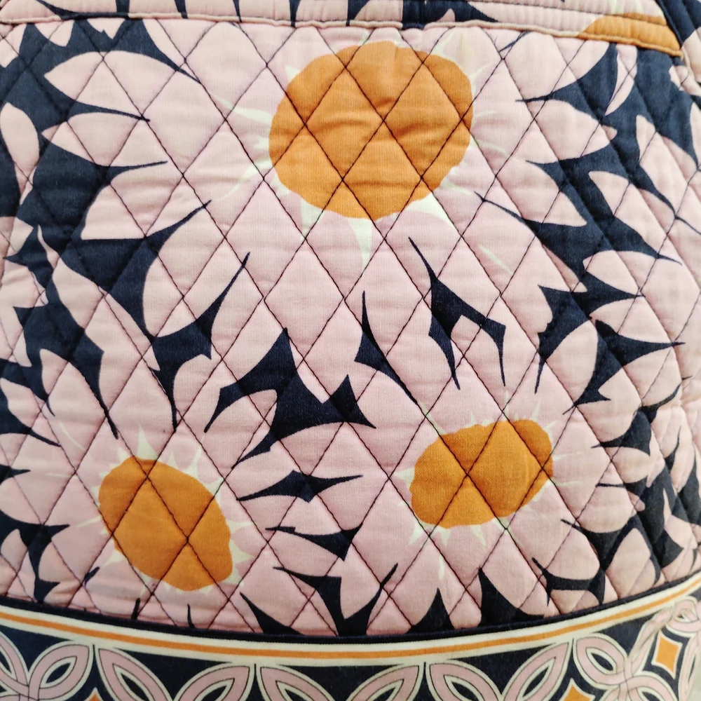 Vera Bradley Quilted Floral Shoulder/Tote Bag in Pink, Blue And Orange - Picture 3 of 4